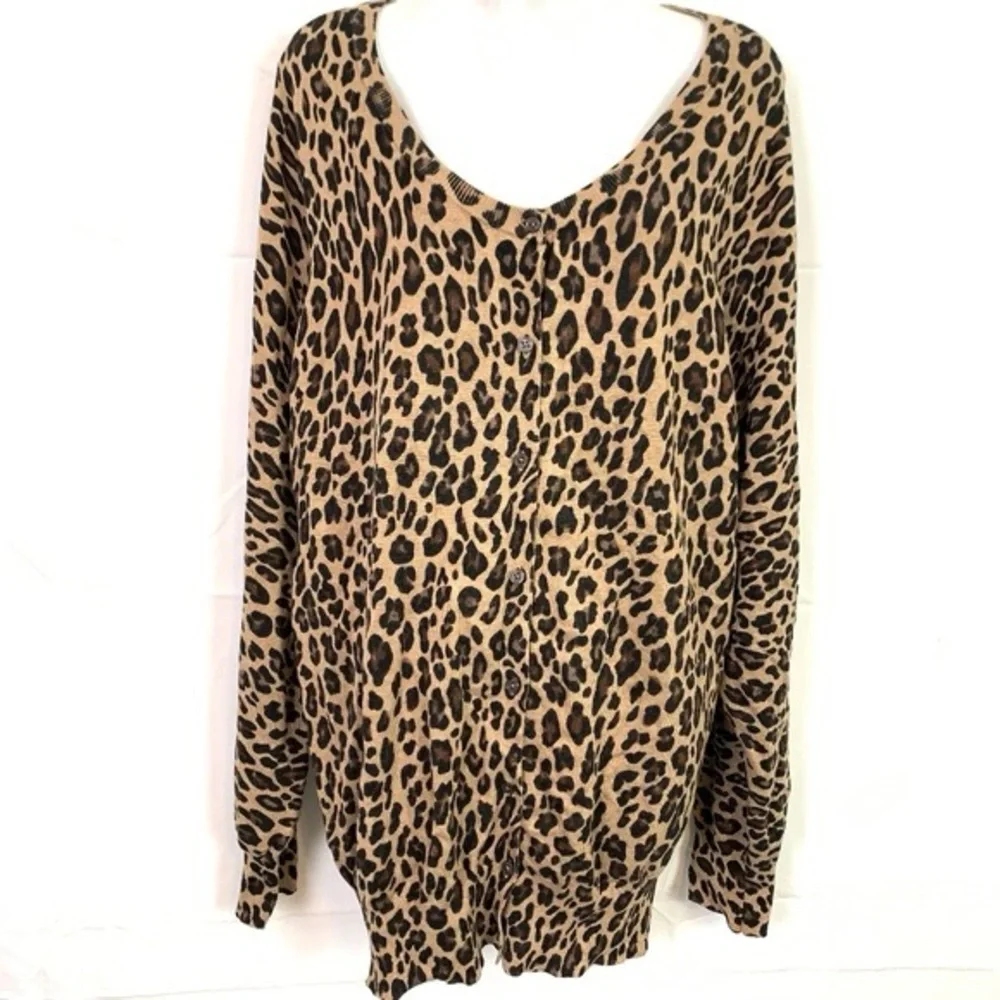 🐆 Lane Bryant, Leopard Print Knit Cardigan